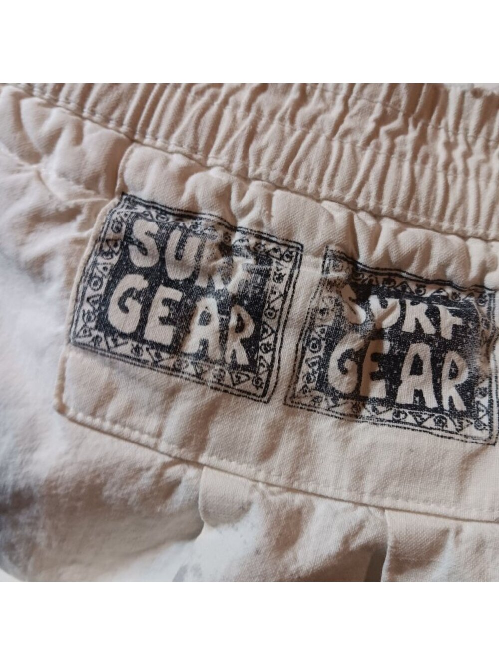 Large True Vintage Shorts Surf Gear 1980's Shorts White Elastic Board Life Beach